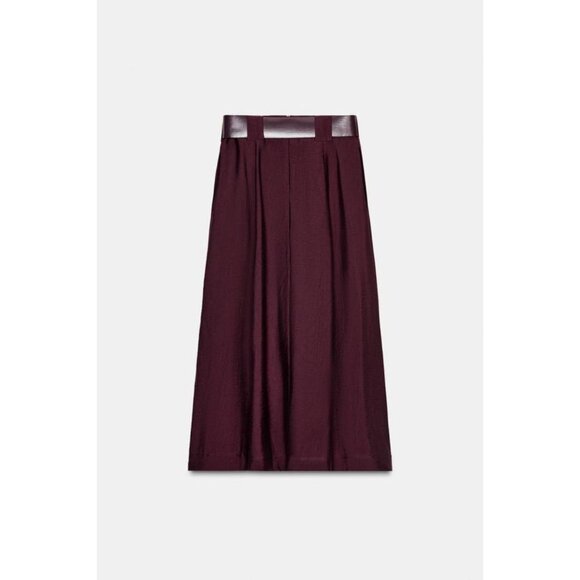 ZARA BELTED MIDI A-LINE SKIRT - Picture 6 of 7